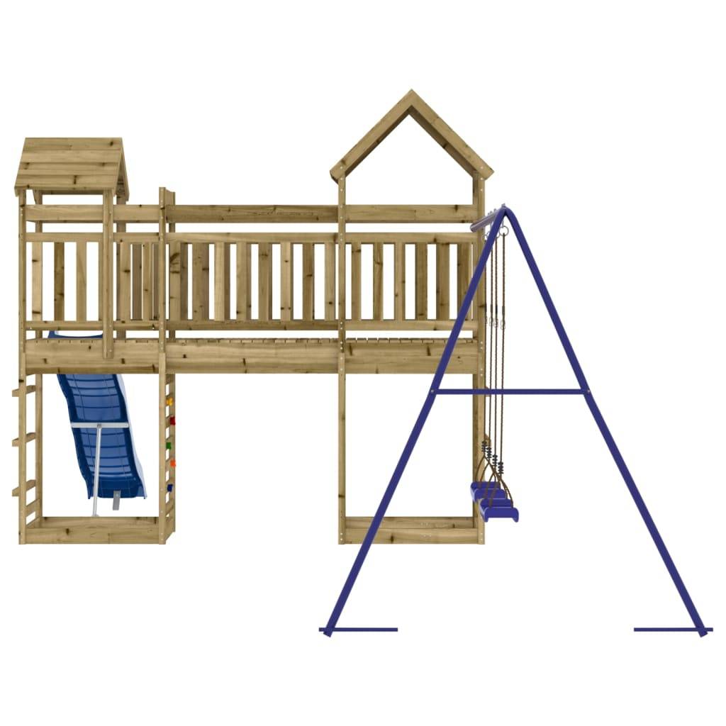 Helloshop26 - Aire de jeux d'extérieur balançoires toboggan portiques robuste jeux jardin 492 x 360 x 264 cm bois de pin imprégné - Imagen 4