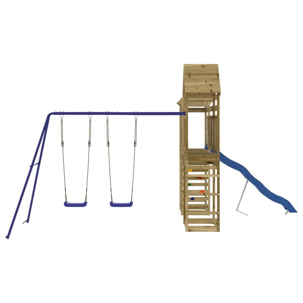Helloshop26 - Aire de jeux d'extérieur balançoires toboggan portiques robuste jeux jardin 492 x 360 x 264 cm bois de pin imprégné - Imagen 2