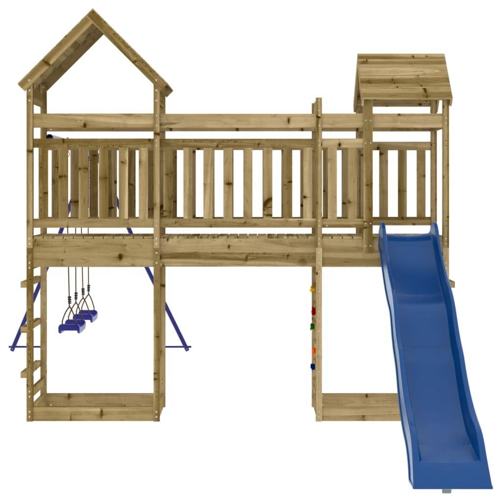 Helloshop26 - Aire de jeux d'extérieur balançoires toboggan portiques robuste jeux jardin 492 x 360 x 264 cm bois de pin imprégné - Imagen 5