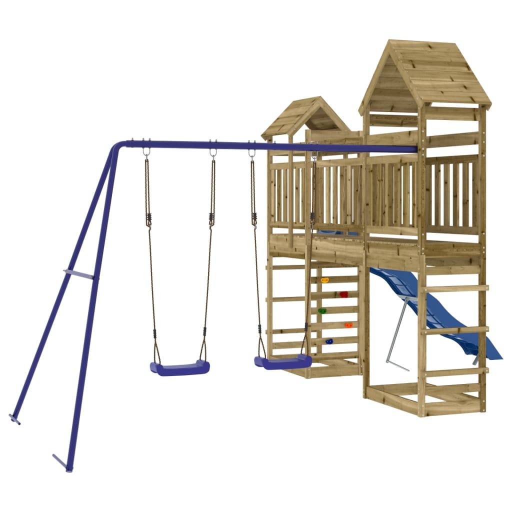 Helloshop26 - Aire de jeux d'extérieur balançoires toboggan portiques robuste jeux jardin 492 x 360 x 264 cm bois de pin imprégné - Imagen 1