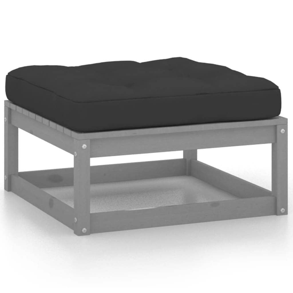 Helloshop26 - Salon de jardin meuble d'extérieur ensemble de mobilier 8 pièces avec coussins gris bois de pin massif - Imagen 5
