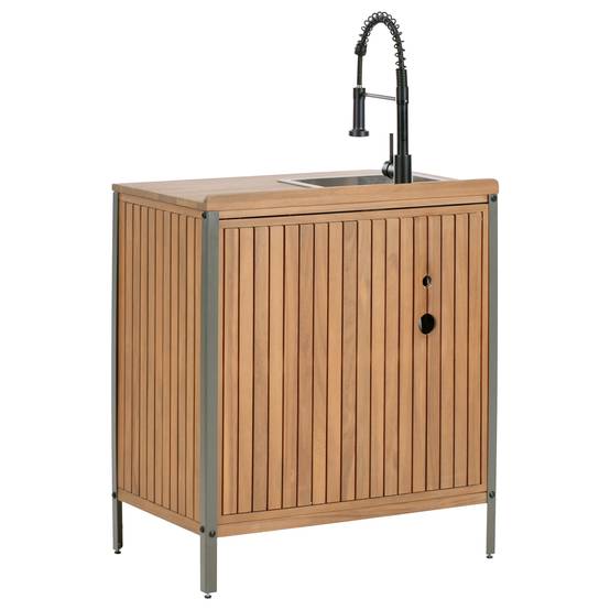 Armoires de jardin Bois d'acacia certifié Marron/noir IVREA - Beliani - Image 5