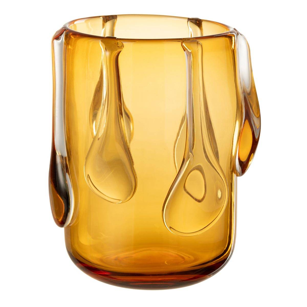 Vase Design en Verre "Drippy" 22cm Ambre - Image 1