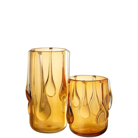 Vase Design en Verre "Drippy" 22cm Ambre - Image 2