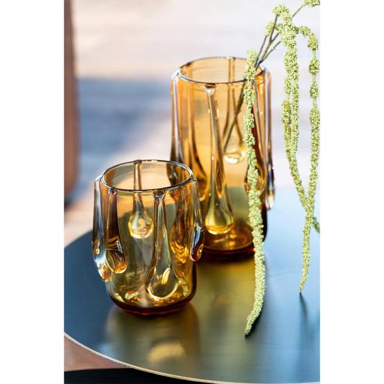 Vase Design en Verre "Drippy" 22cm Ambre - Image 3