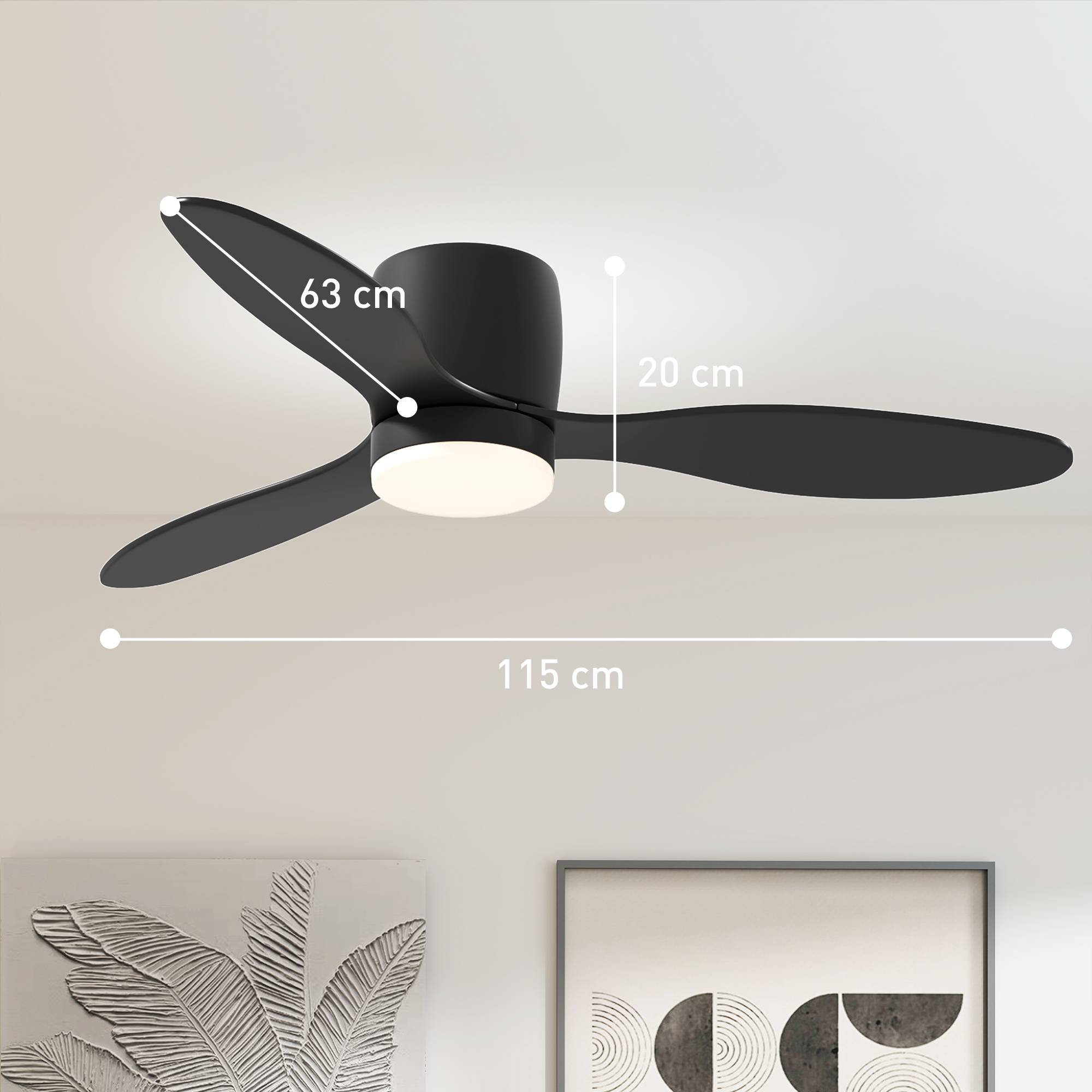 Sans Marque - Ventilateur plafond éclairage télécommande 3 couleurs éclairage 6 vitesses luminosité réglable noir - Image 5