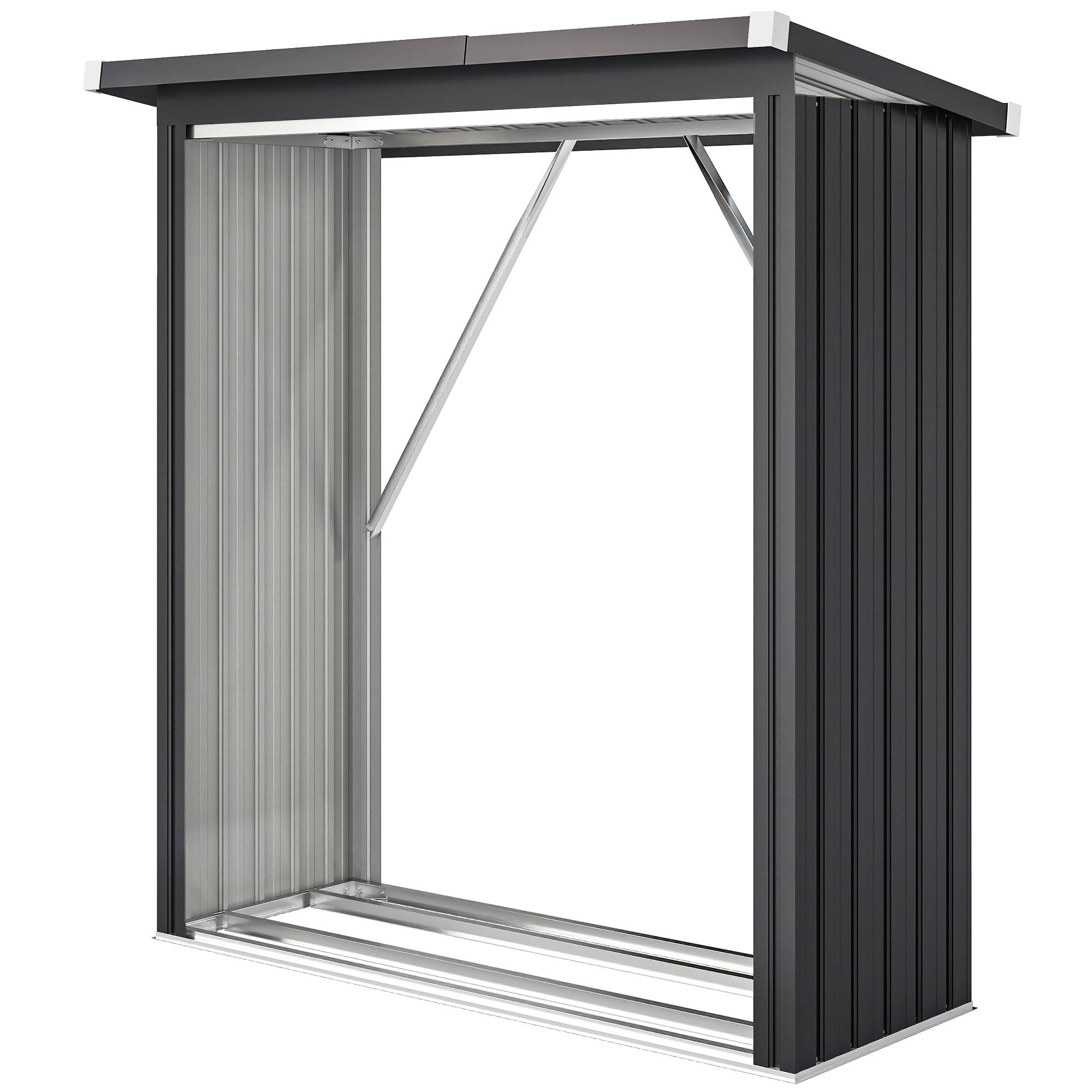 Abri à bûches acier gris foncé 150 x 66.5 x 150 cm - PANGIVO - Image 2