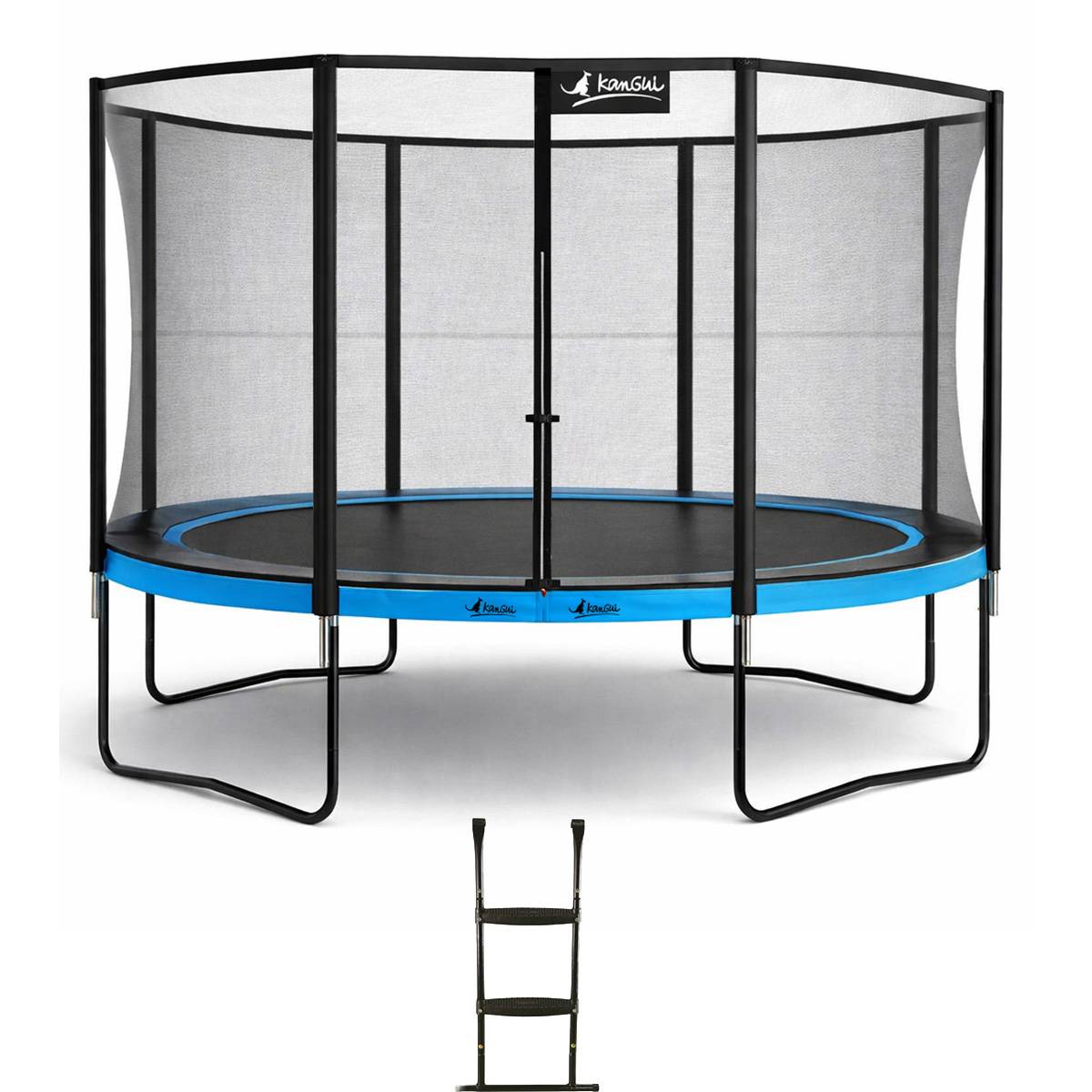 Kangui - Trampoline de jardin Ø 430cm + filet de sécurité + échelle - PUNCHI 430 Bleu Kangui - Image 1