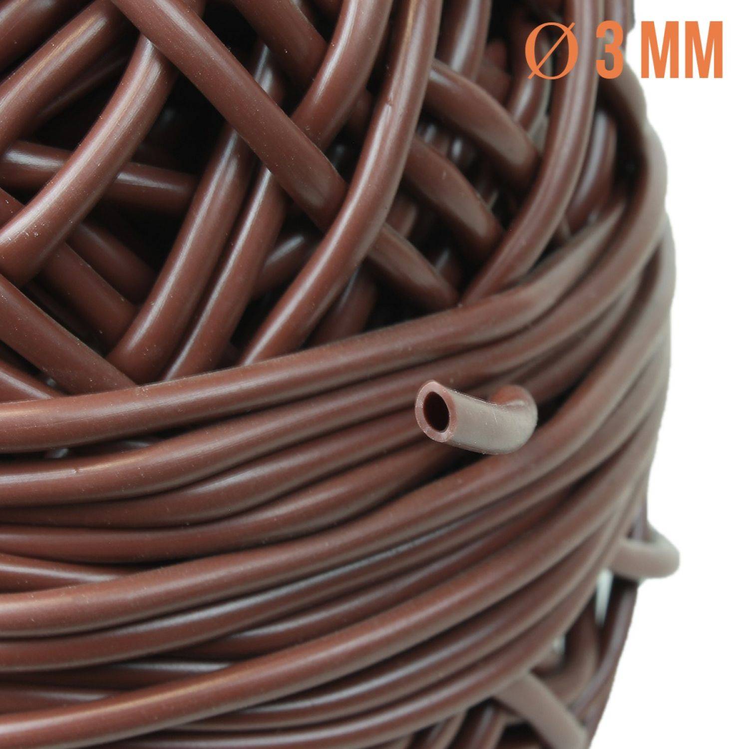 Linxor - Bobine de lien de tuteurage, tube creux antigel en PVC, pour plantes et arbustes d'intérieur ou extérieur - Diam 3 mm x 50 m - Marron - Linxor - Imagen 3