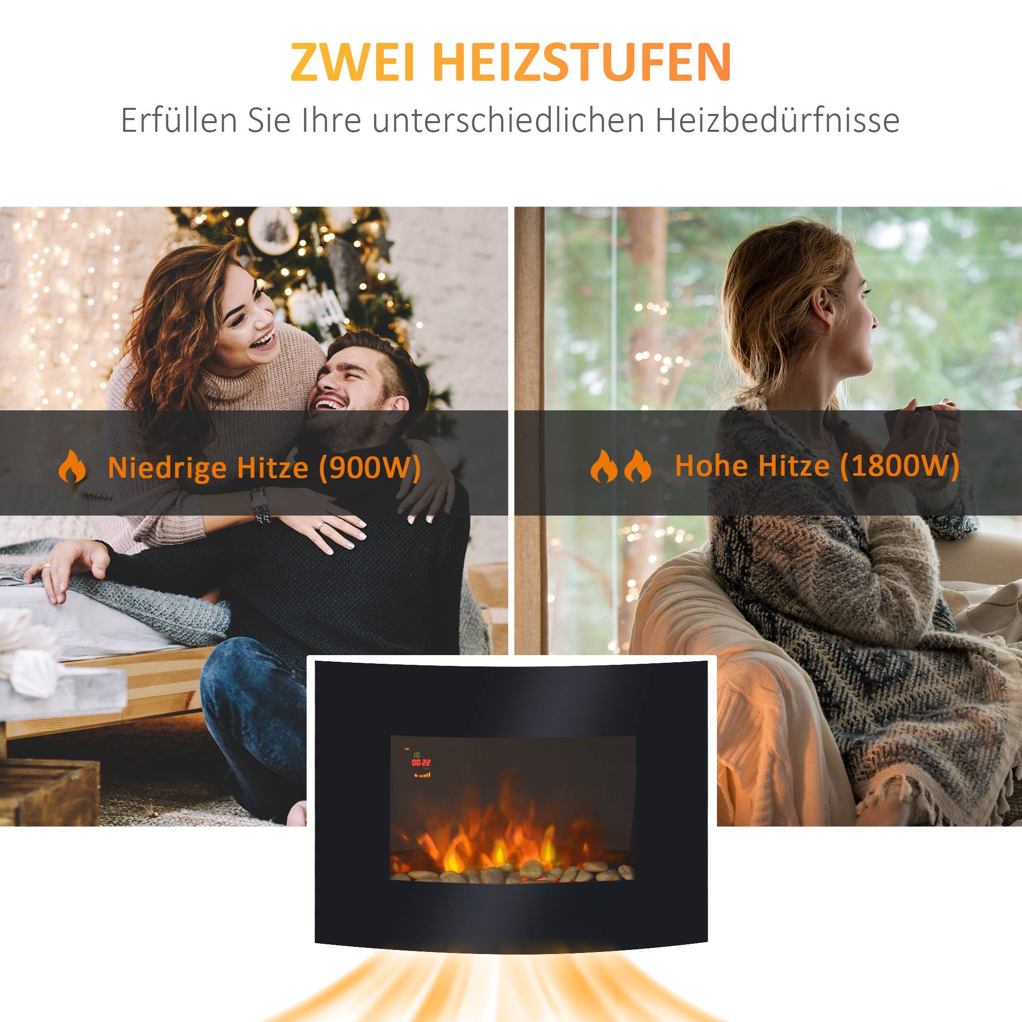 Sans Marque - Cheminée électrique,Cheminée murale 65cm LED 7 couleurs 900/1800W minuterie thermostat télécommande noir - Image 6