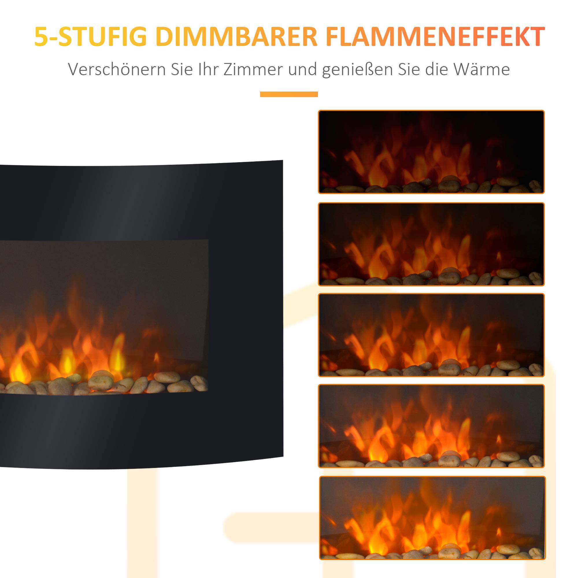 Sans Marque - Cheminée électrique,Cheminée murale 65cm LED 7 couleurs 900/1800W minuterie thermostat télécommande noir - Image 8