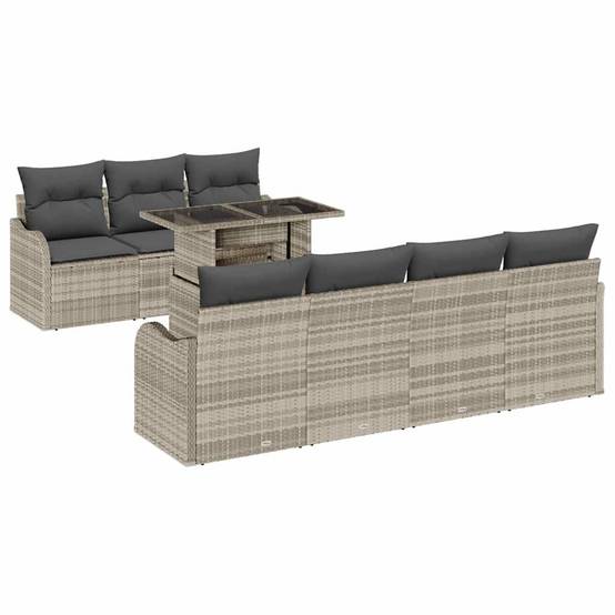 ComfortXL - Salon de jardin modulable 8 pcs en poly rotin tissé pour 7 convives Gris clair – ComfortXL Outdoor Living - Image 2