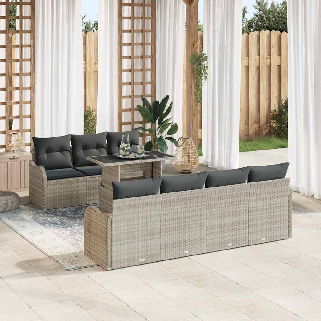 ComfortXL - Salon de jardin modulable 8 pcs en poly rotin tissé pour 7 convives Gris clair – ComfortXL Outdoor Living - Image 1