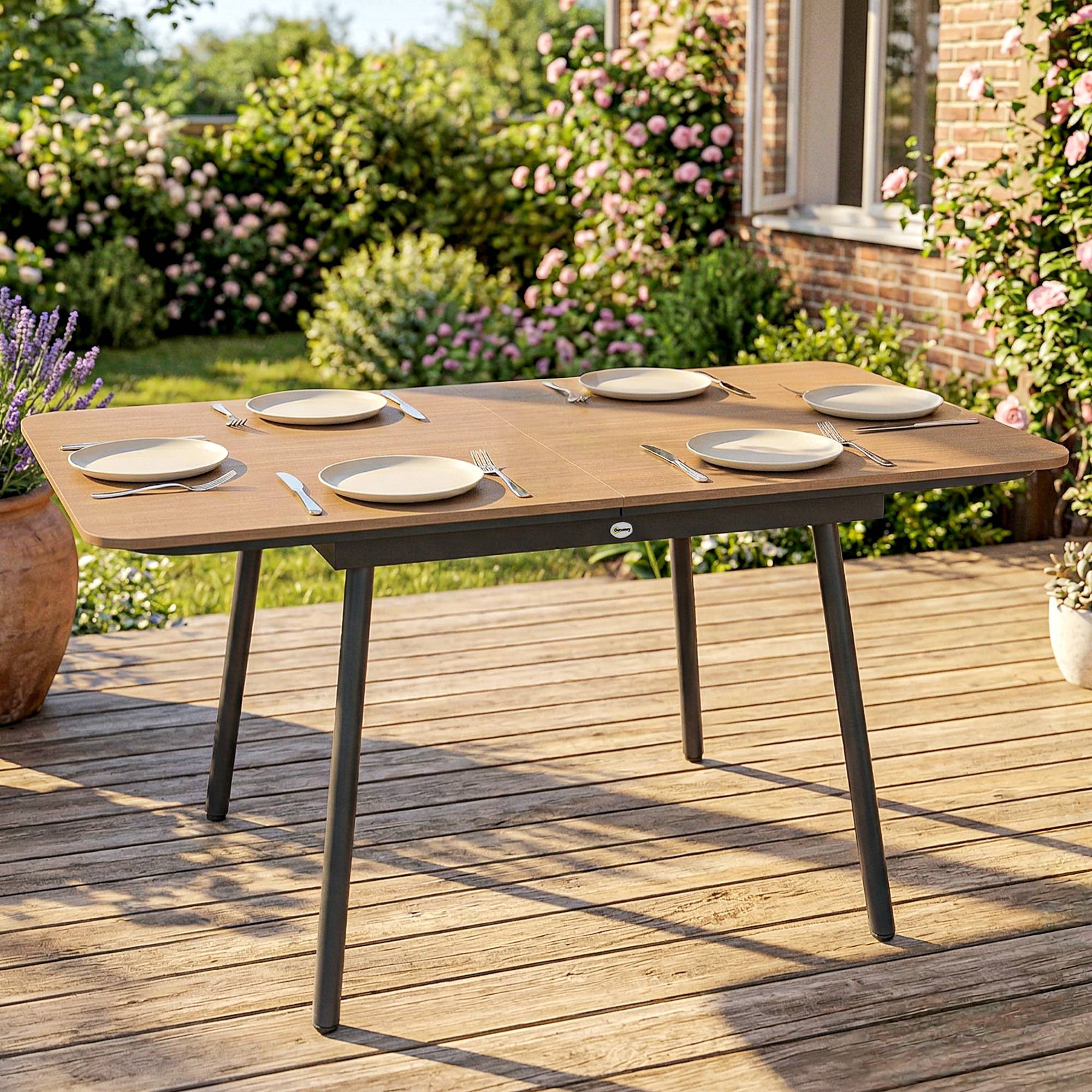 ComfortXL - Table de jardin 6 personnes WPC teck 140 x 80 cm pieds réglables extérieur - ComfortXL Outdoor Living - Image 3