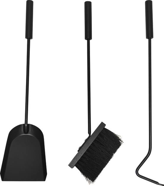 Serviteur de cheminée 3 pièces noir 55,5x20x20cm - PRACTO HOME - Jardiland