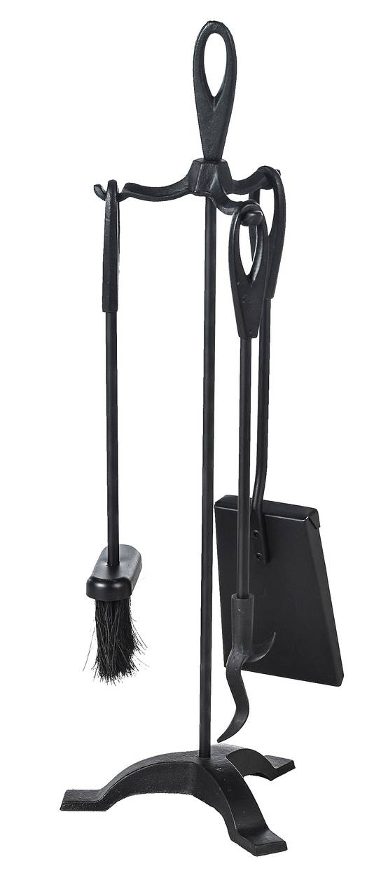 Serviteur de cheminée 4 pièces acier noir 63,5x17x17cm - PRACTO HOME ...
