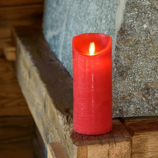 Bougie LED en cire rouge Flamme vacillante à piles H18cm Timer Blanc chaud Lotti - Image 5