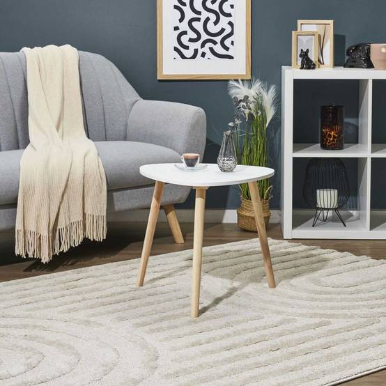 The Home Deco Factory - Table d'Appoint Scandinave "Shelly" 48cm Blanc & Naturel - Image 3