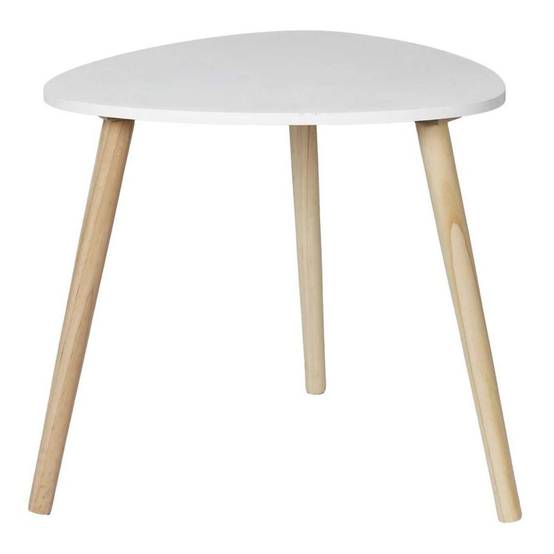 The Home Deco Factory - Table d'Appoint Scandinave "Shelly" 48cm Blanc & Naturel - Image 1