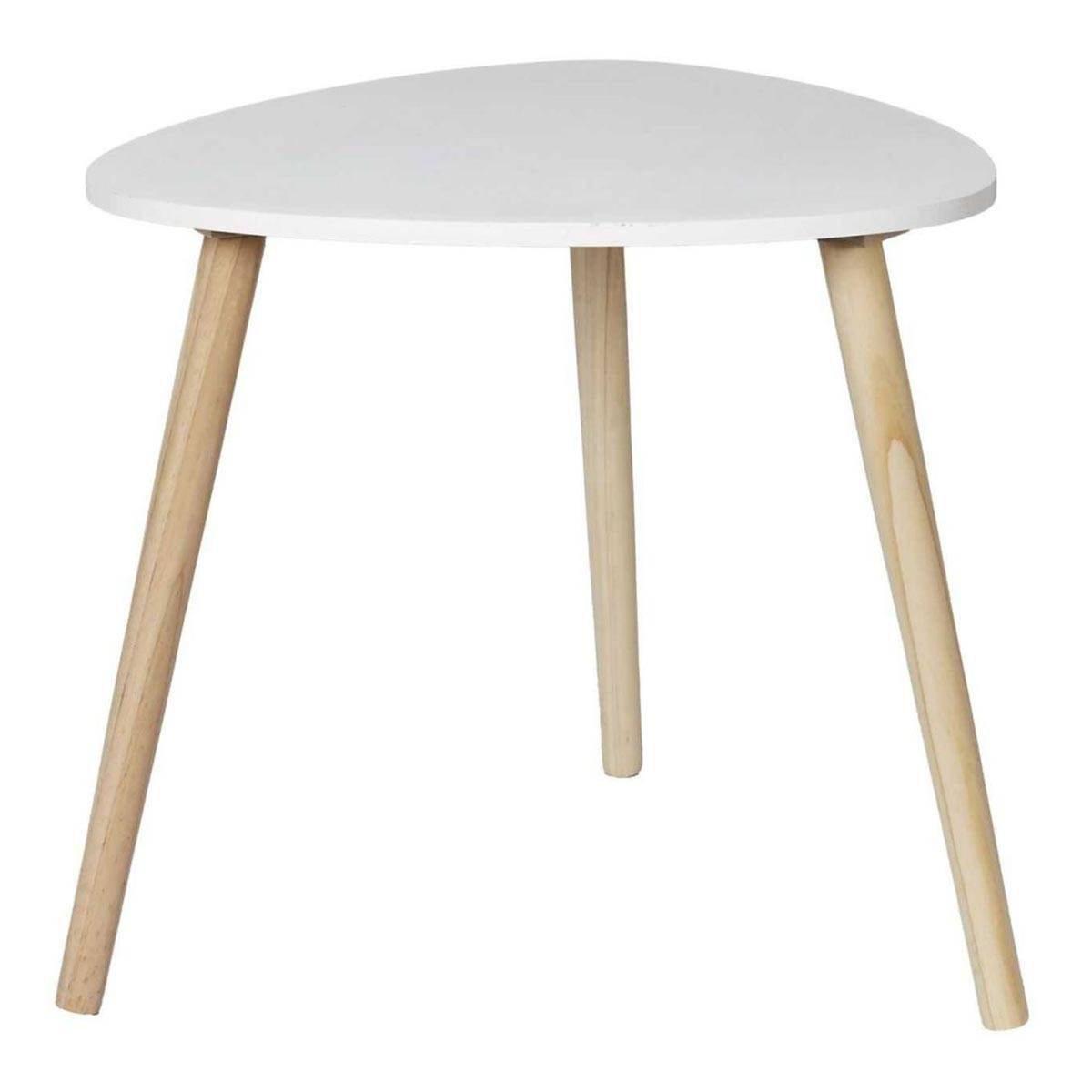 The Home Deco Factory - Table d'Appoint Scandinave "Shelly" 48cm Blanc & Naturel - Image 1