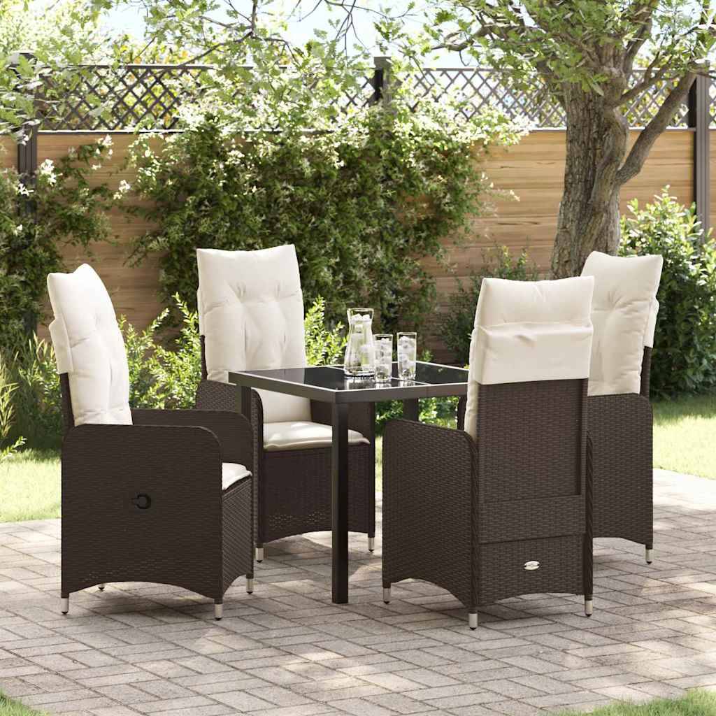 ComfortXL - Salon de Jardin 4 Places Poly Rotin Tressé avec Chaises Inclinables Table Marron – ComfortXL Outdoor Living - Image 1
