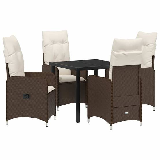 ComfortXL - Salon de Jardin 4 Places Poly Rotin Tressé avec Chaises Inclinables Table Marron – ComfortXL Outdoor Living - Image 2