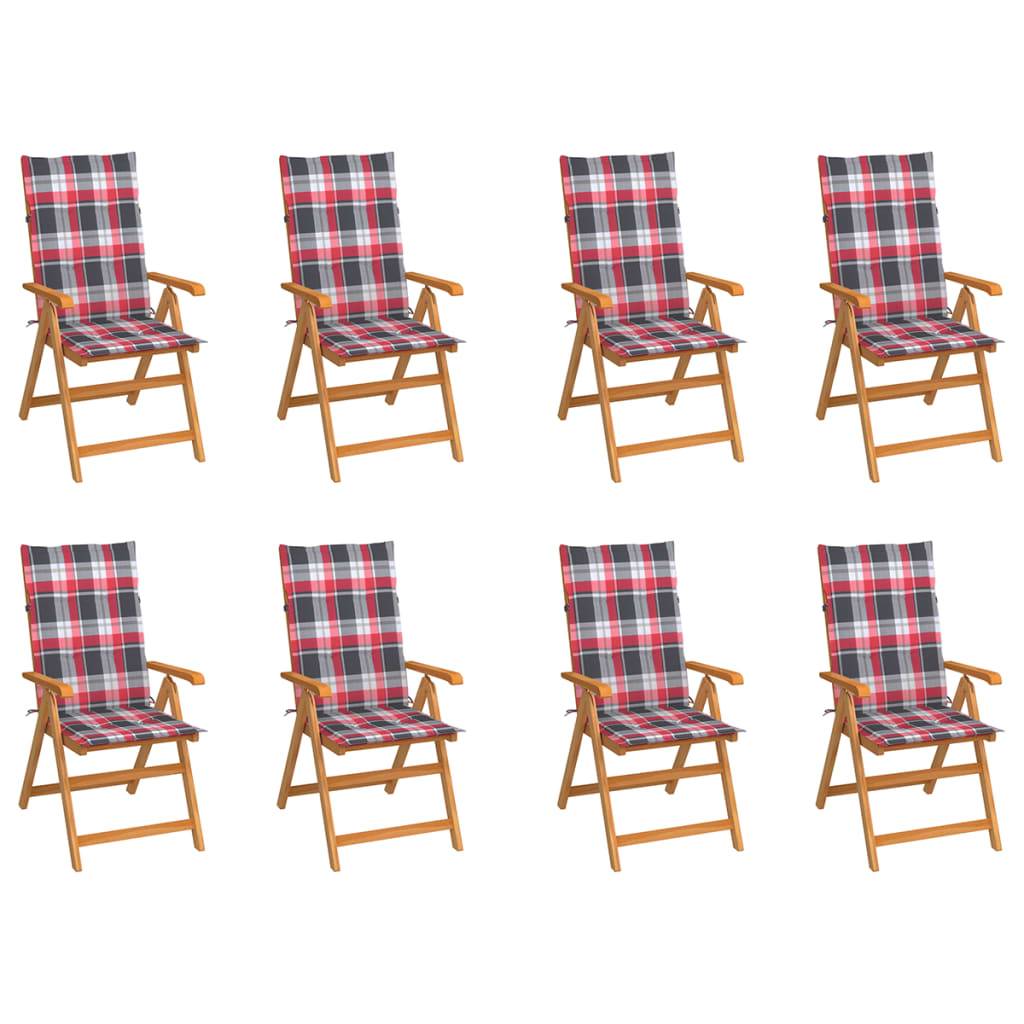 PANGIVO - Chaises inclinables de jardin et coussins rouges Teck solide 57 x 71.5 x 100 cm - PANGIVO - Image 1