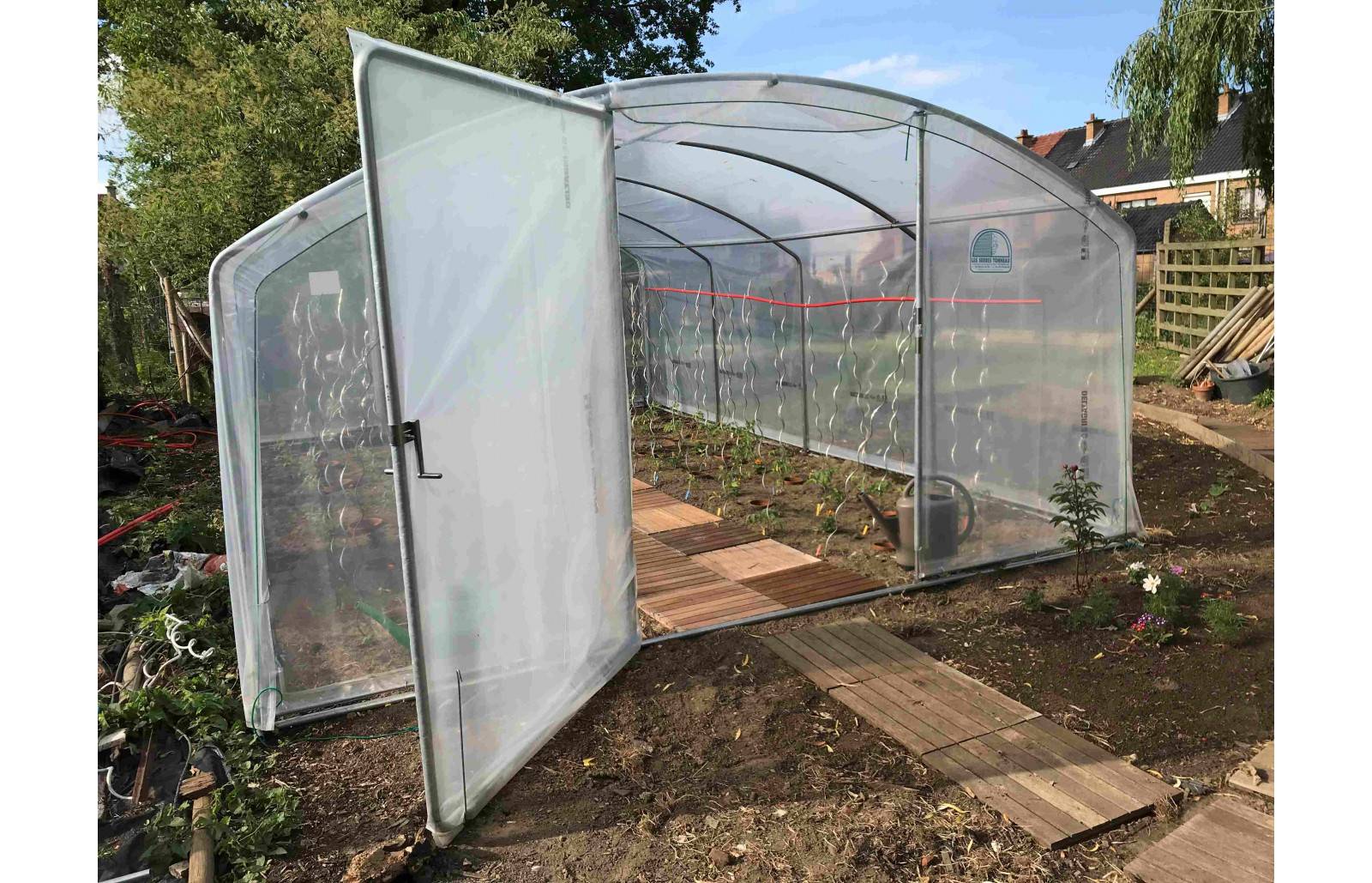 Serre de jardin - 12m² - 4 x 3m - pied droit 1,50m - polyéthylène haute densité - 1 porte pivotante - aérations latérales - LES SERRES TONNEAU - Image 3