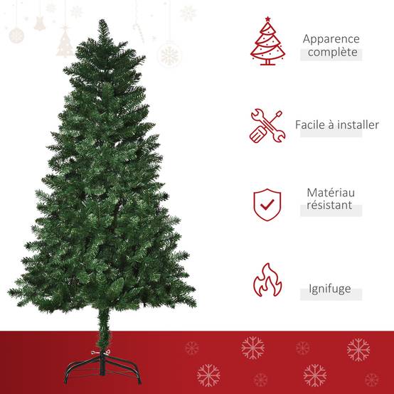 Sapin de Noël Artificiel 150H cm 454 Branches épines Imitation Nordmann Grand réalisme Vert - Image 5