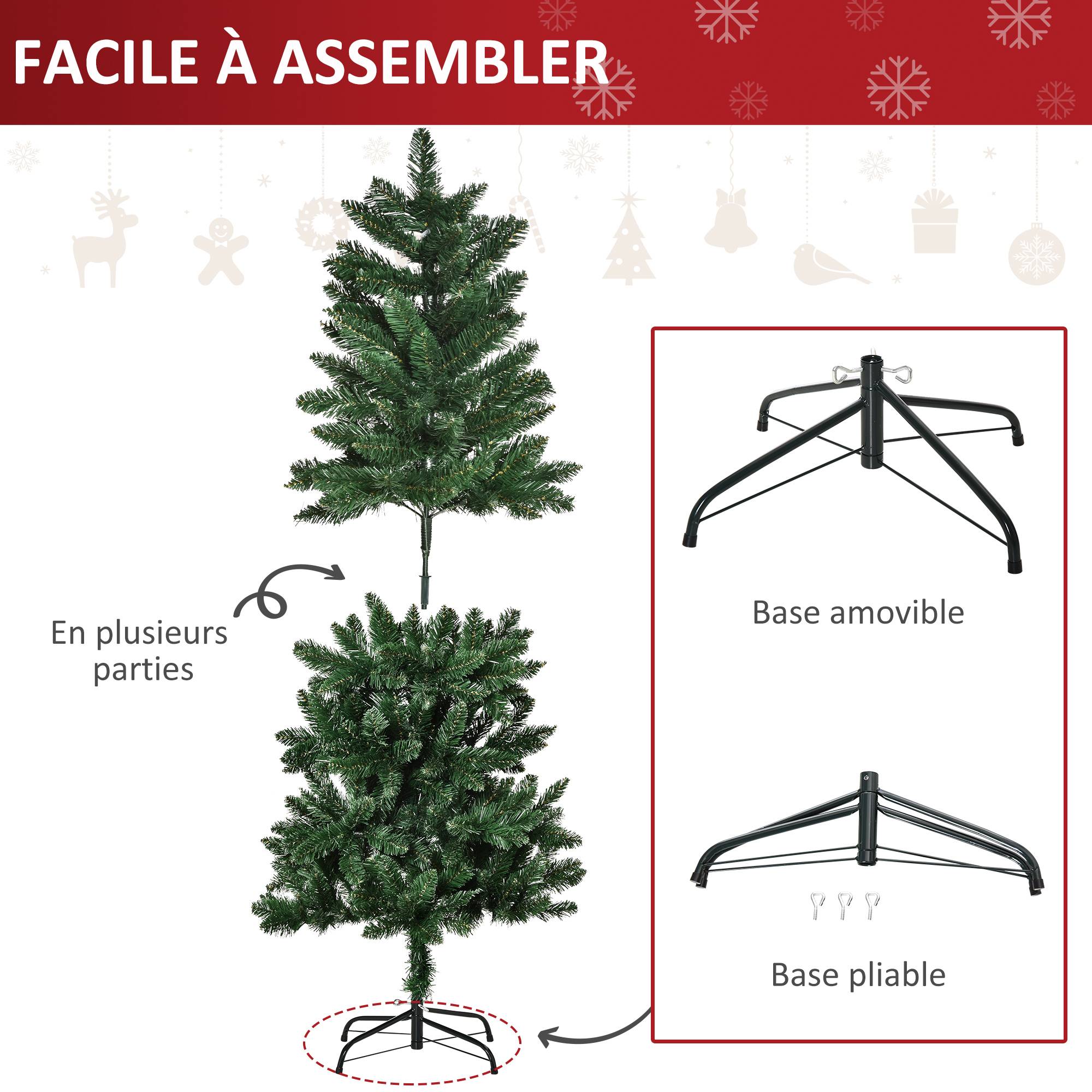 Sapin de Noël Artificiel 150H cm 454 Branches épines Imitation Nordmann Grand réalisme Vert - Image 7