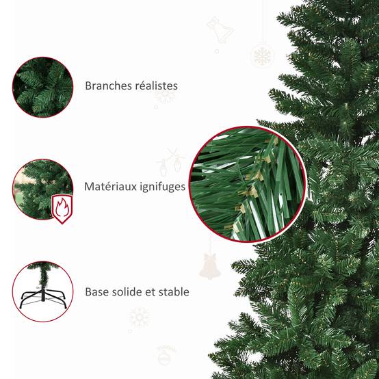 Sapin de Noël Artificiel 150H cm 454 Branches épines Imitation Nordmann Grand réalisme Vert - Image 8