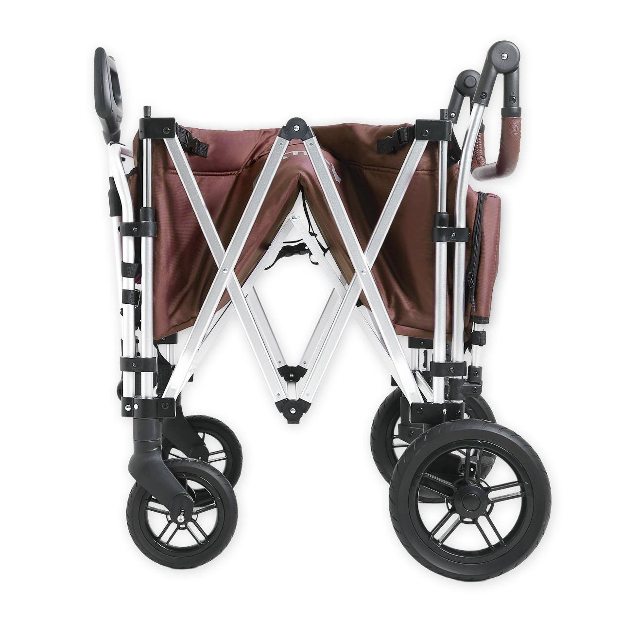FUXLIFE Chariot Pliable Enfants FX-CTL900 Gris • Wagon avec Toit Solaire • Harnais 5 Points • Intérieur Rembourré • Roues à Suspension • Sac Isotherme