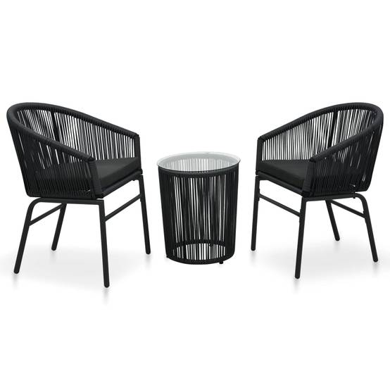 Vidaxl - Ensemble de bistro 3 pcs avec coussins Rotin PE Noir vidaXL 48138 - Imagen 1