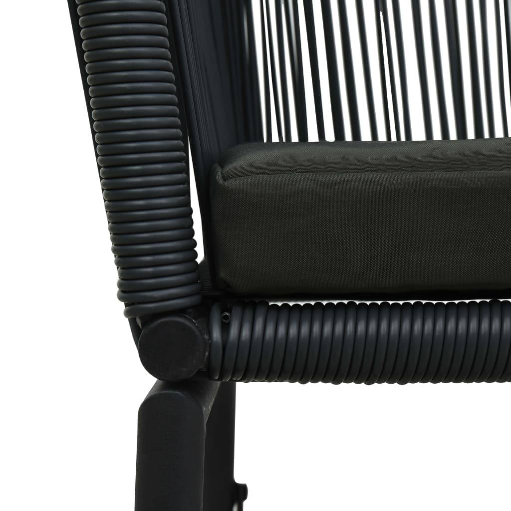 Vidaxl - Ensemble de bistro 3 pcs avec coussins Rotin PE Noir vidaXL 48138 - Imagen 5