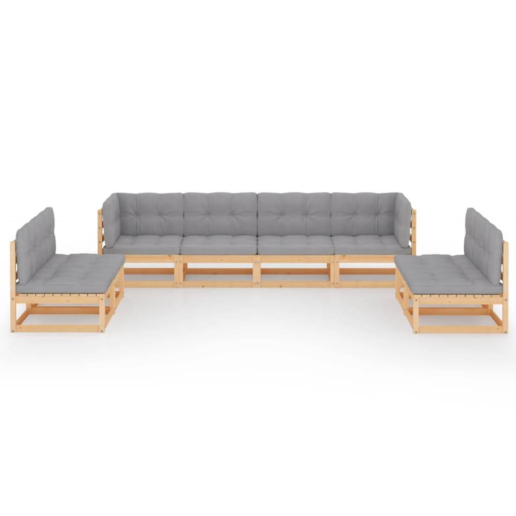 Helloshop26 - Salon de jardin meuble d'extérieur ensemble de mobilier 8 pièces avec coussins bois de pin massif - Imagen 2