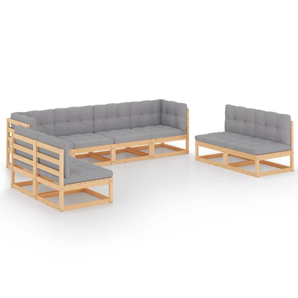 Helloshop26 - Salon de jardin meuble d'extérieur ensemble de mobilier 8 pièces avec coussins bois de pin massif - Imagen 1