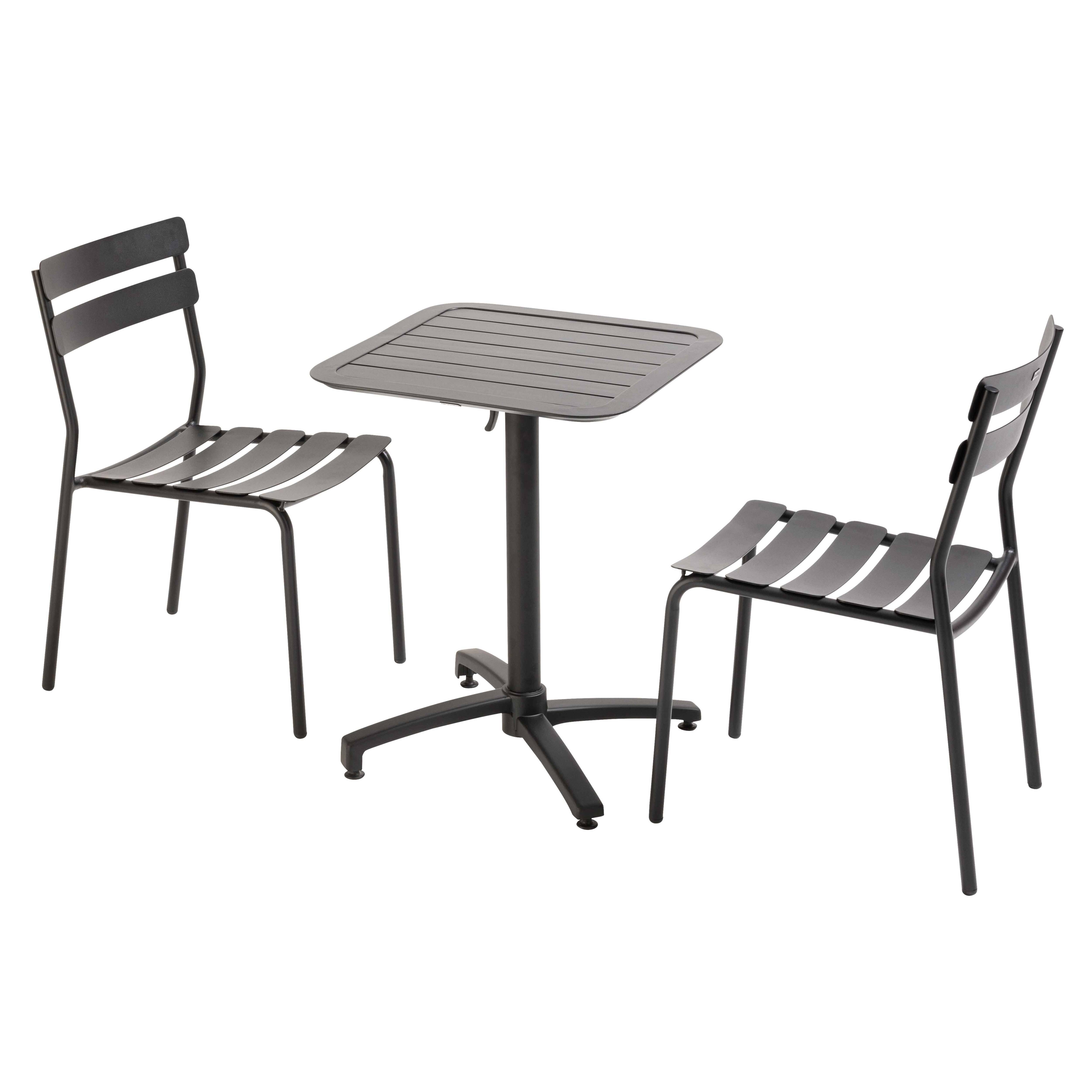 Oviala - Table de terrasse inclinable 60 x 60 cm et 2 chaises noir Almada - Oviala - Image 1