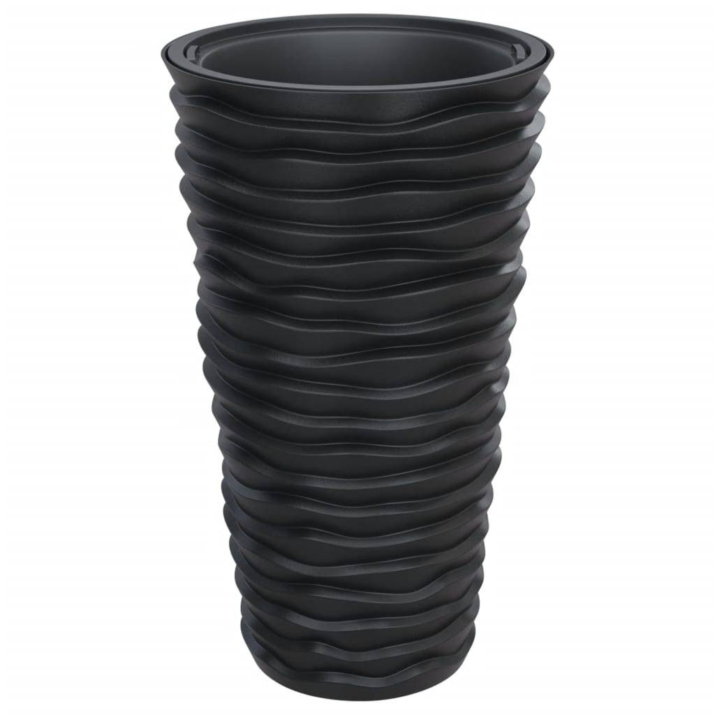 Helloshop26 - Jardinière bac lit surélevé plantes fleurs terrasse jardin et intérieur amovible aspect rainuré anthracite - Image 1