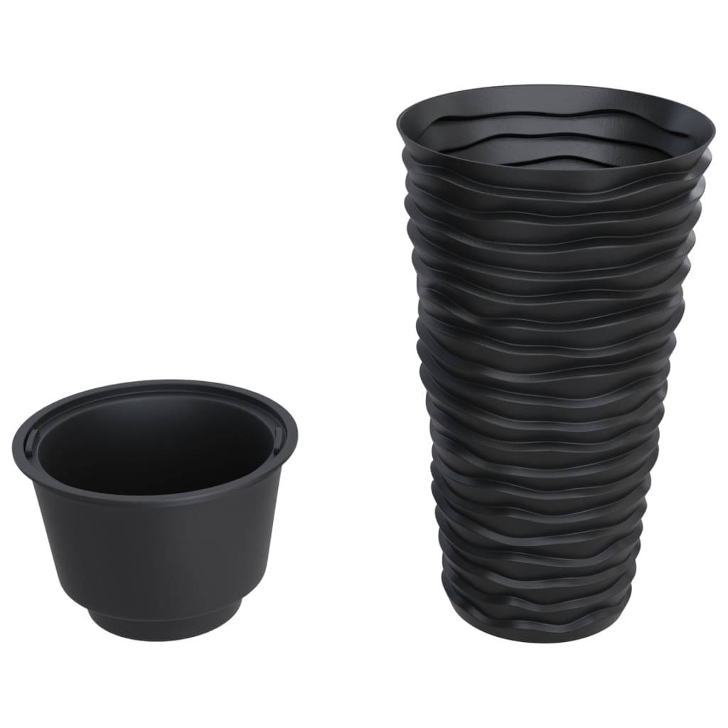 Helloshop26 - Jardinière bac lit surélevé plantes fleurs terrasse jardin et intérieur amovible aspect rainuré anthracite - Image 2