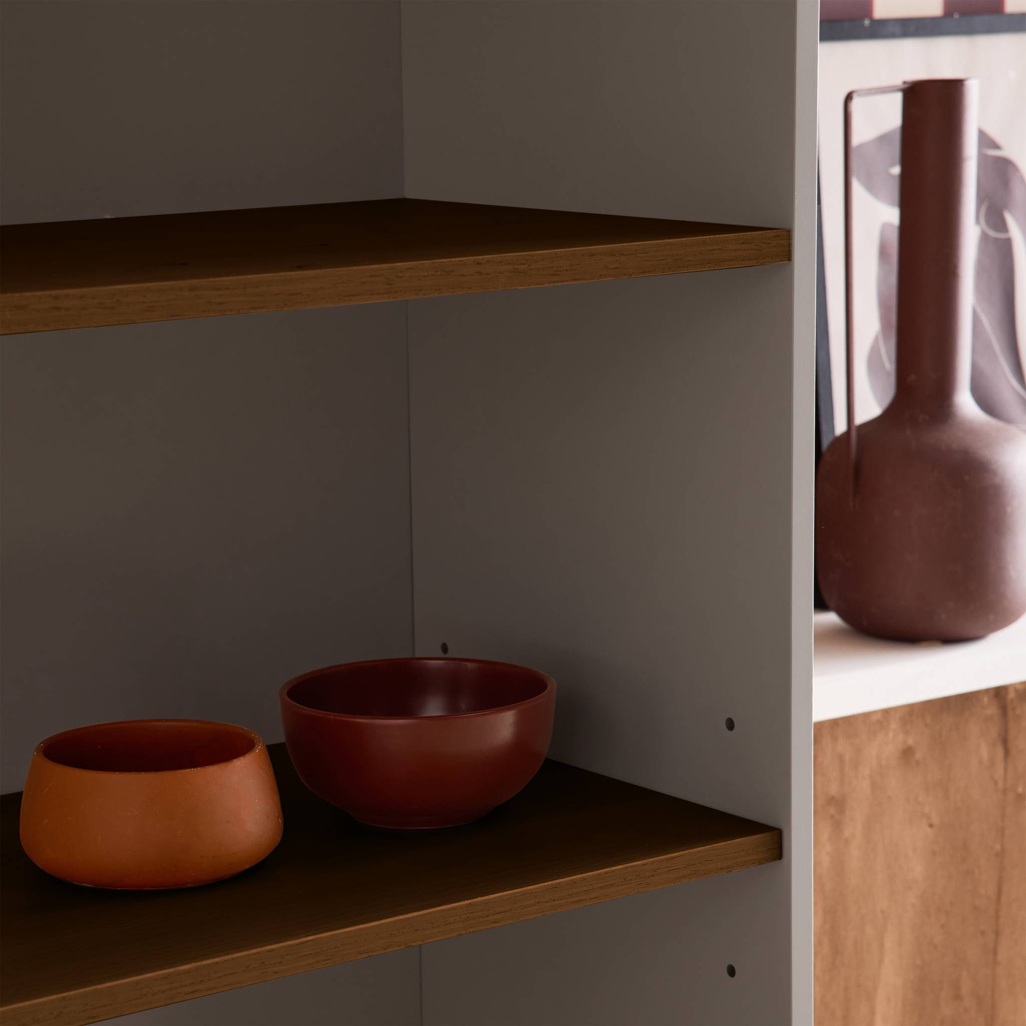 Etagère. bibliothèque métal et décor bois 6 niveaux gris et noyer - Ashton | sweeek - Image 6