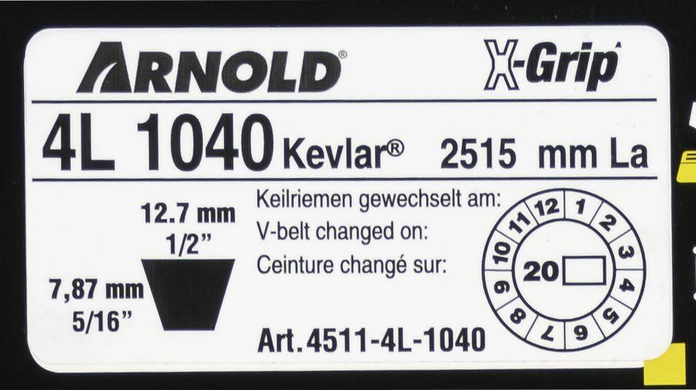 Arnold - Courroie trapézoïdale X-Grip V de type 4L1040 Arnold - Imagen 2