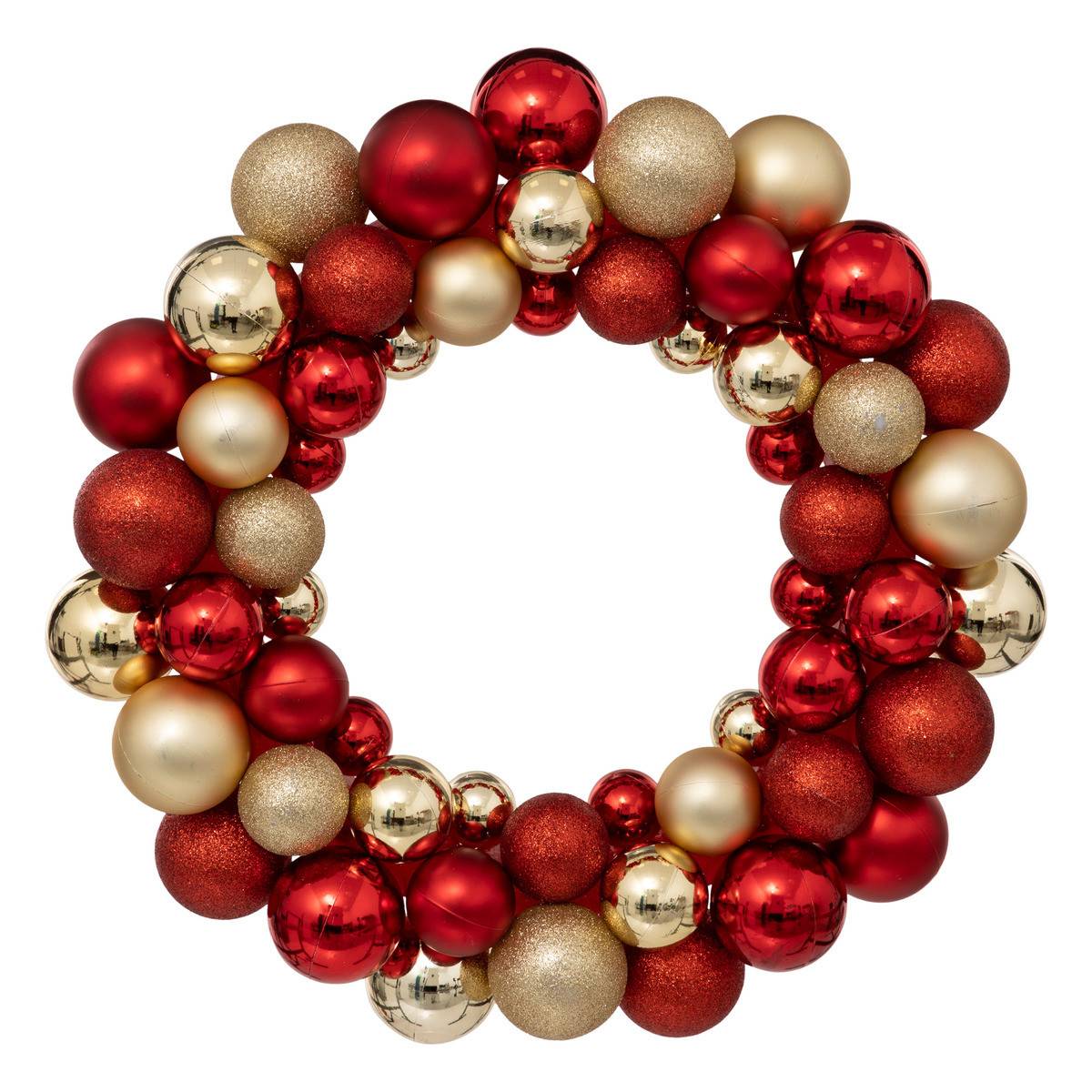 Fééric Lights & Christmas - Couronne Boules de Noël Rouge et Or D 35 cm