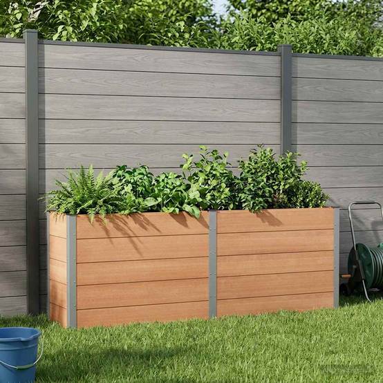 ComfortXL - Jardinière Surélevée WPC Aluminium Culture Légumes Fleurs 250x50x91cm Marron - ComfortXL Outdoor Living - Image 1