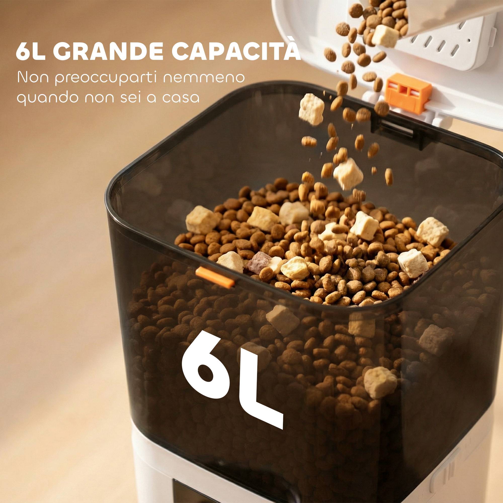 Distributeur automatique nourriture chat 6L WiFi 2.4G, minuterie,1-10 repas/jour,enregistrement 10s,2 bols inox - Image 7