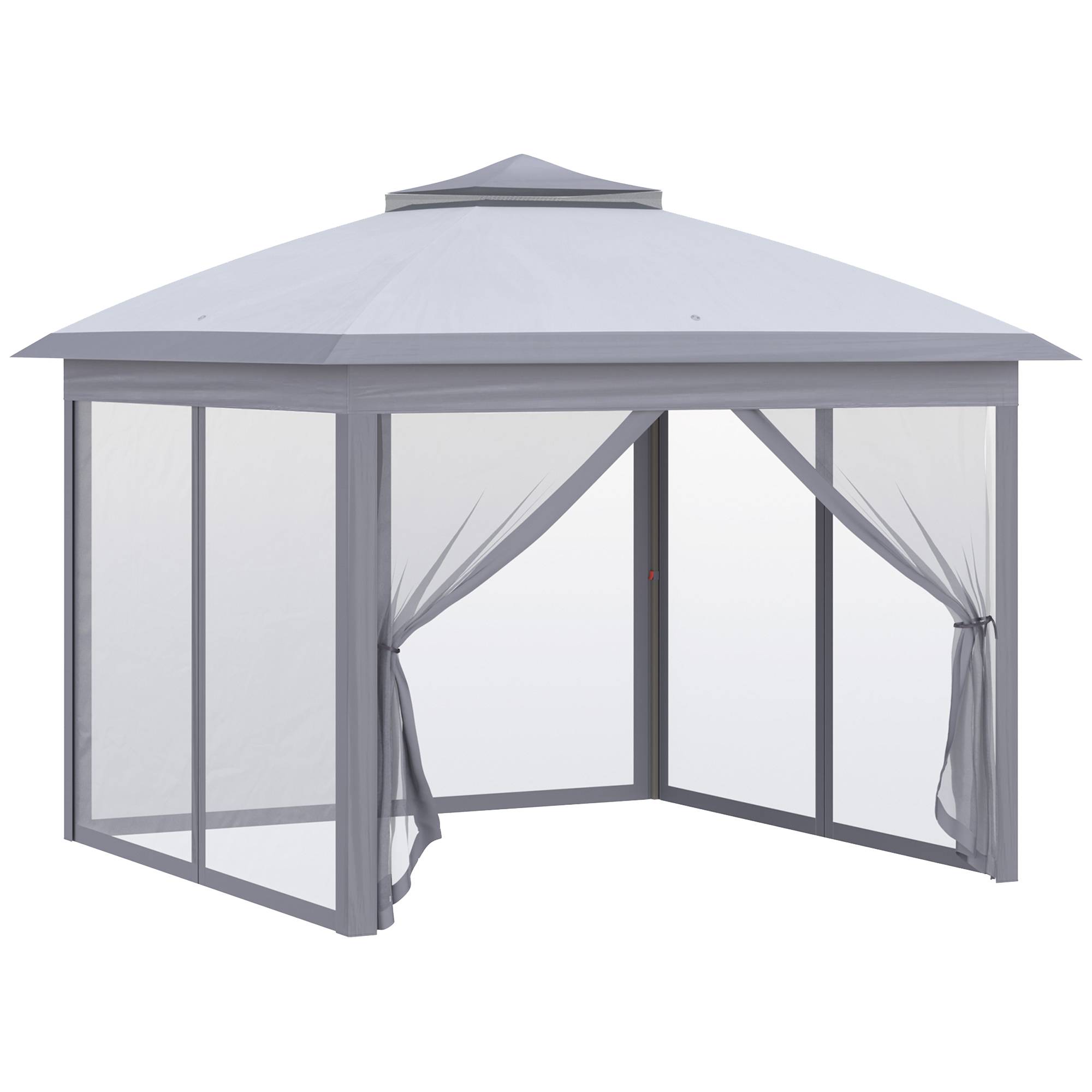 Tonnelle pliante métal et tissu gris 330 x 330 x 288 cm - PANGIVO - Image 2