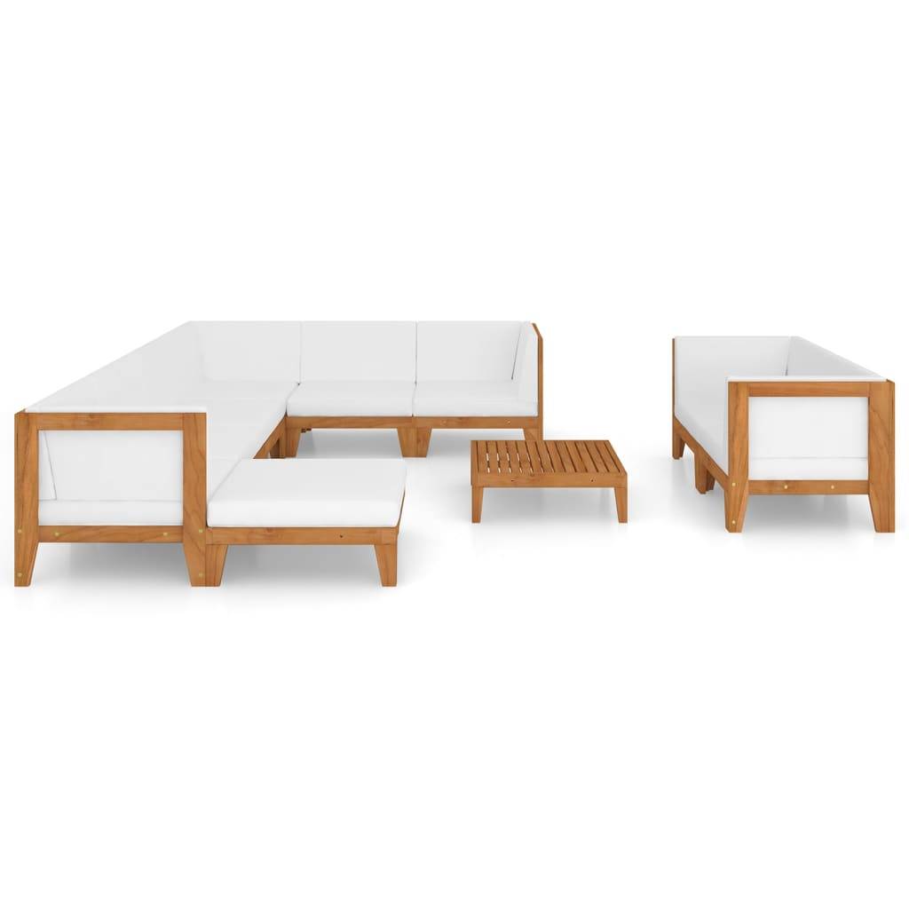 Helloshop26 - Salon de jardin meuble d'extérieur ensemble de mobilier 10 pièces avec coussins bois d'acacia solide - Imagen 1