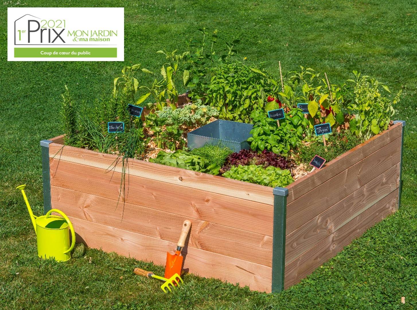 Mon Petit Potager - Carré Potager avec composteur intégré - Bois Douglas non traité - 120 x 115 x H40 - mon PETIT POTAGER - Image 2