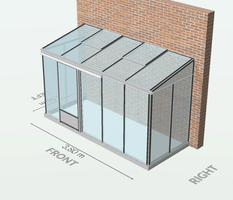10m²  -  Serre en polycarbonate 8 mm alvéolés  - Euro Midi serre adossée - Alu - 10m² - ALUMINIUM - L'atelier Des Serres - Imagen 6