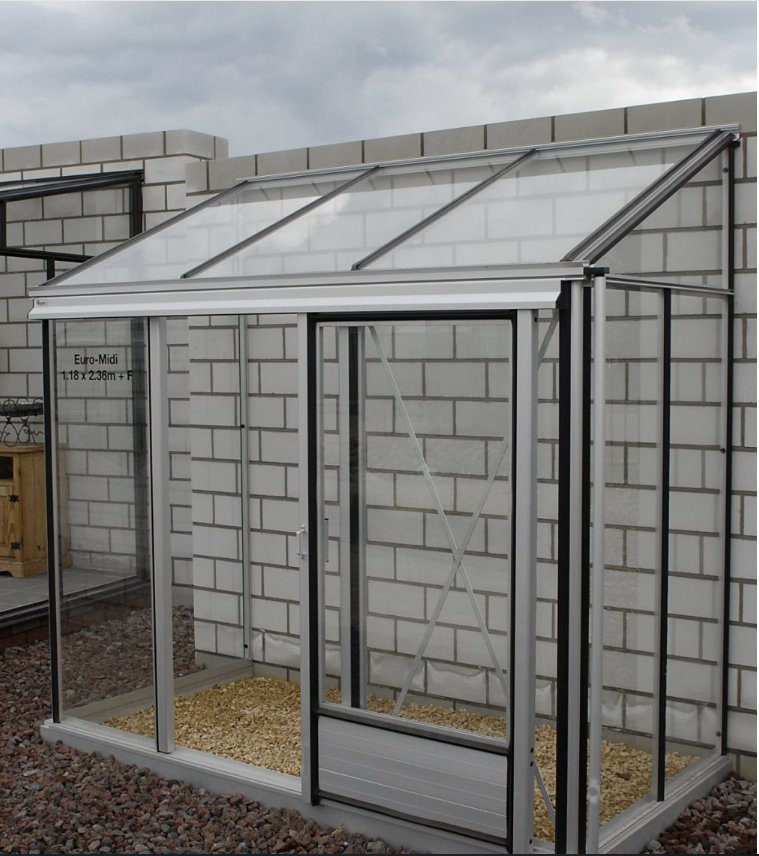 10m²  -  Serre en polycarbonate 8 mm alvéolés  - Euro Midi serre adossée - Alu - 10m² - ALUMINIUM - L'atelier Des Serres - Imagen 2