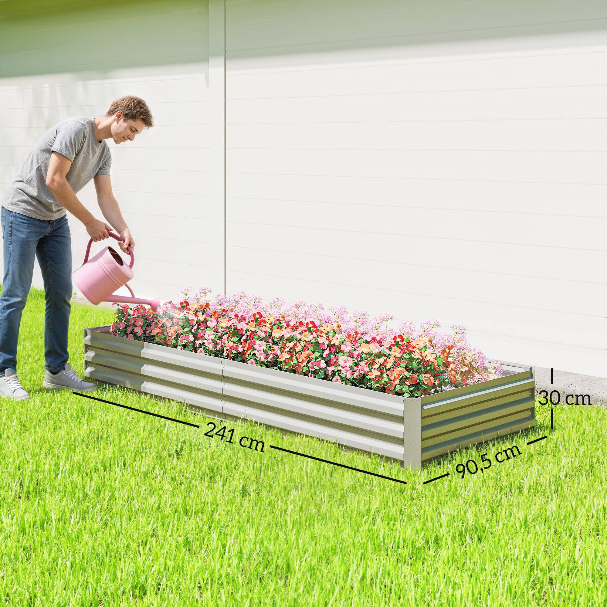 PANGIVO - Carré potager acier argent 241 x 90,5 x 30 cm - PANGIVO - Image 5